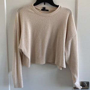 Cream Forever 21 Ribbed Crop Sweater